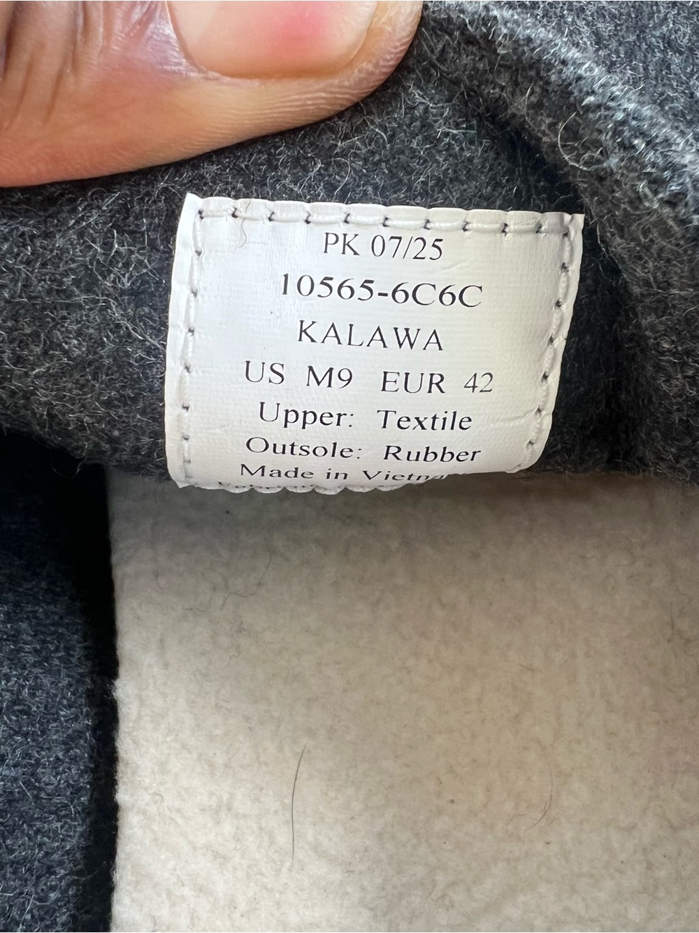 OluKai Charcoal Wool Slip-On with Tan Rubber Soles - Picture 5 of 8